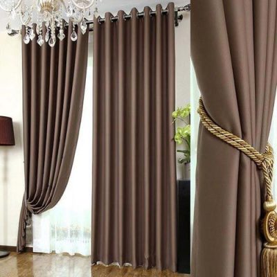 Mành cửa ra vào 2 lớp màu nâu tăng thẩm mỹ cho không gian