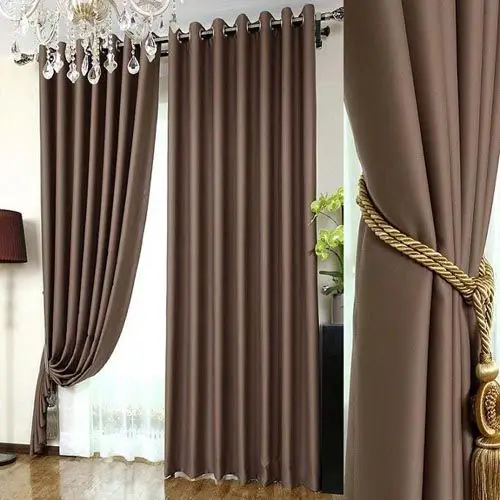 Mành cửa ra vào 2 lớp màu nâu tăng thẩm mỹ cho không gian