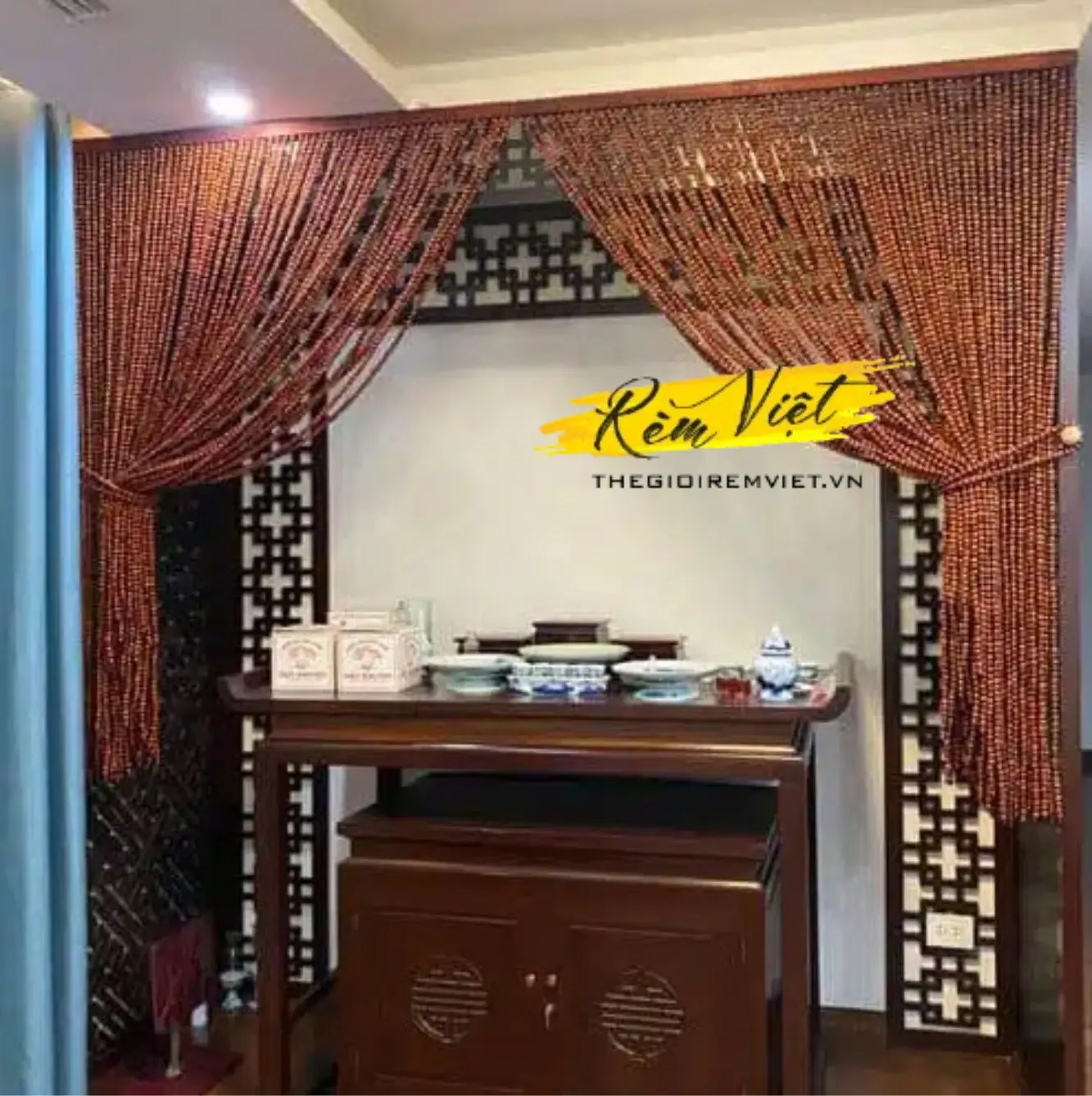Rèm hạt gỗ mã RHG012