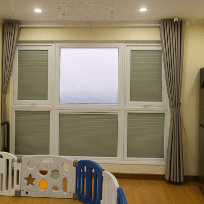 Rèm tổ ong lắp khung kính