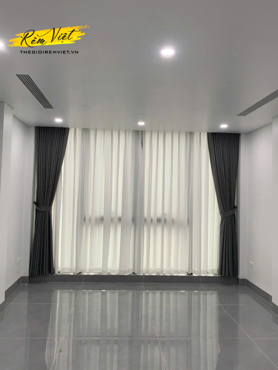 rèm vải + voan